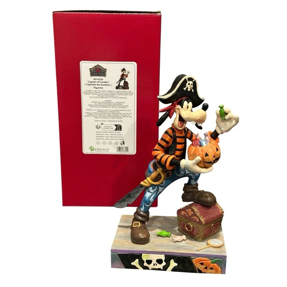 Disney‎ Jim Shore Goofy Pirate Halloween Captain Skeleton Pumpkin Figurine
